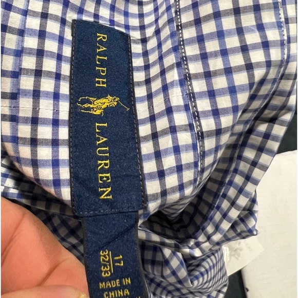 Ralph Lauren Blue Shirt Checkered Long Sleeve Button Down Shirt - Picture 8 of 8